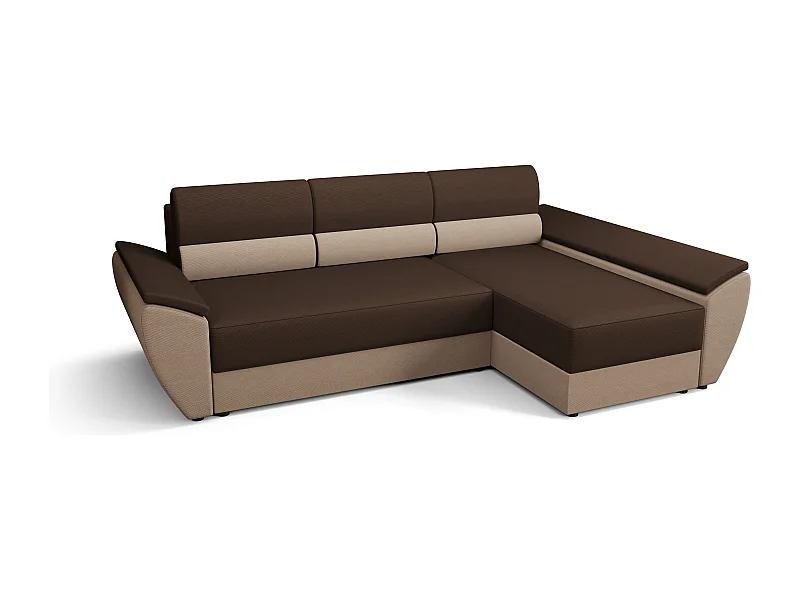 BEDANTE Canapé d’angle L REBI L3 Rainbow 20/05 Droite avec fonction lit, marron/beige, en forme de L