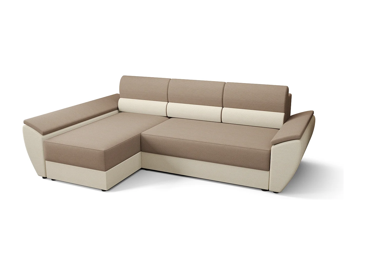 BEDANTE Hoekbank L REBI L3 Rainbow 05/16 Links met slaapfunctie, beige/crème, L-vorm, bank met opbergruimte, bedlade, woonkamerbank, bankstel, sofa, slaapbank