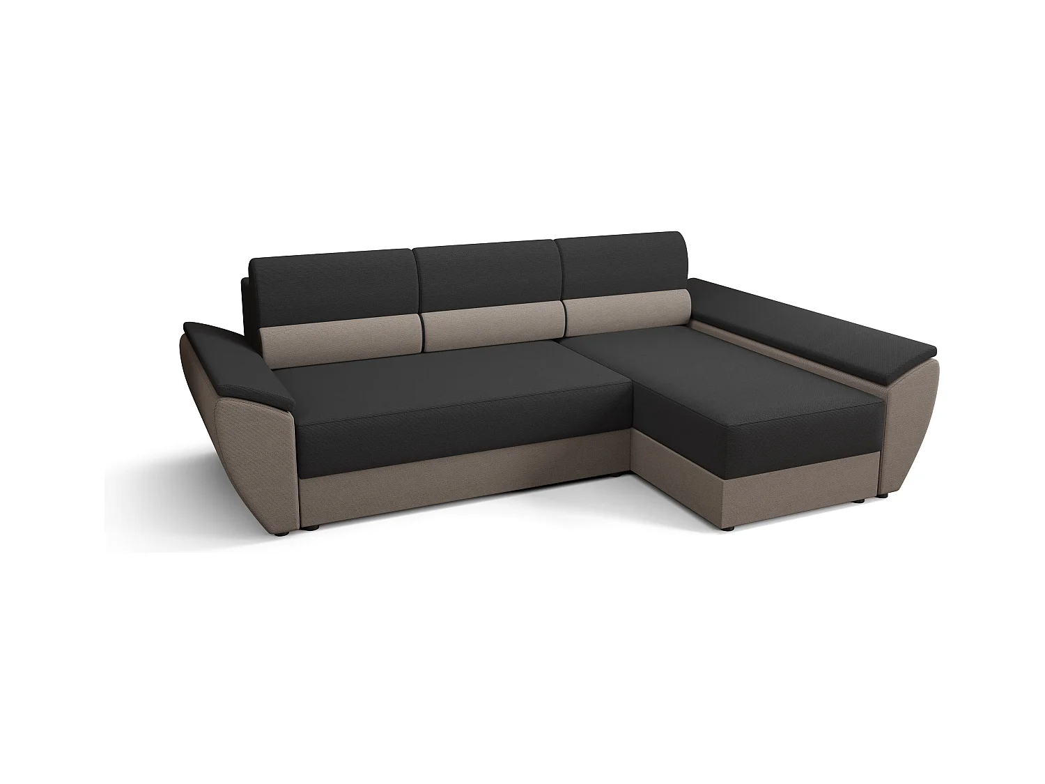 BEDANTE Hoekbank L REBI L3 Rainbow 27/83 Rechts met slaapfunctie, grijs/beige, L-vorm, bank met opbergruimte, bedlade, woonkamerbank, bankstel, sofa, slaapbank