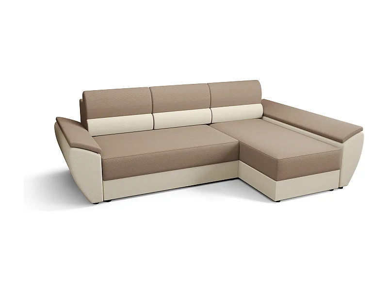 BEDANTE Ecksofa L REBI L3 Rainbow 05/16 Rechts mit Schlaffunktion, Beige/Creme, L-Form, Sofa mit Stauraum, Bettkasten, Wohnzimmersofa, Couch, Sofa, Bettsofa