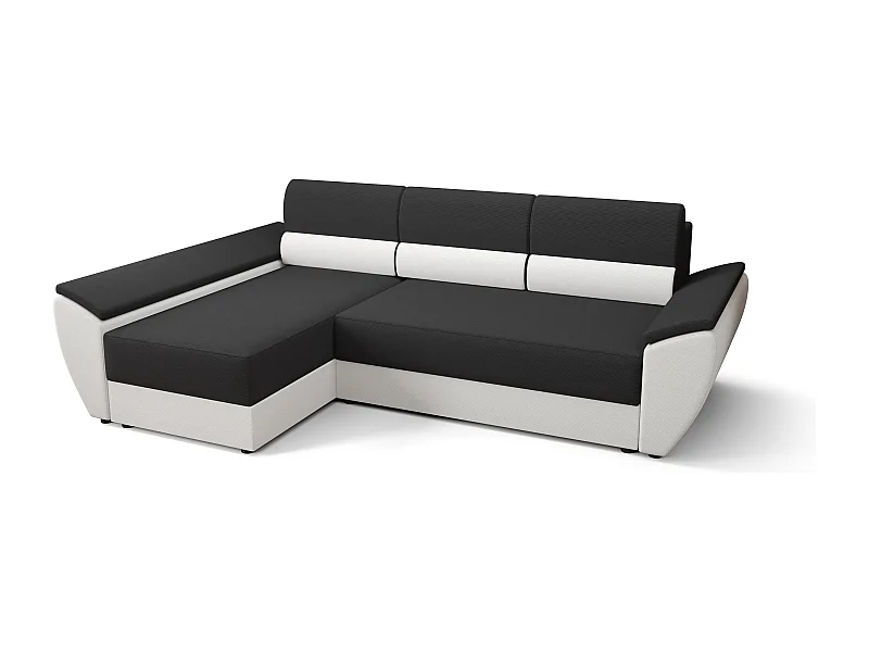 BEDANTE Ecksofa L REBI L3 Rainbow 27/31 Links mit Schlaffunktion, Grau/Weiß, L-Form, Sofa mit Stauraum, Bettkasten, Wohnzimmersofa, Couch, Sofa, Bettsofa