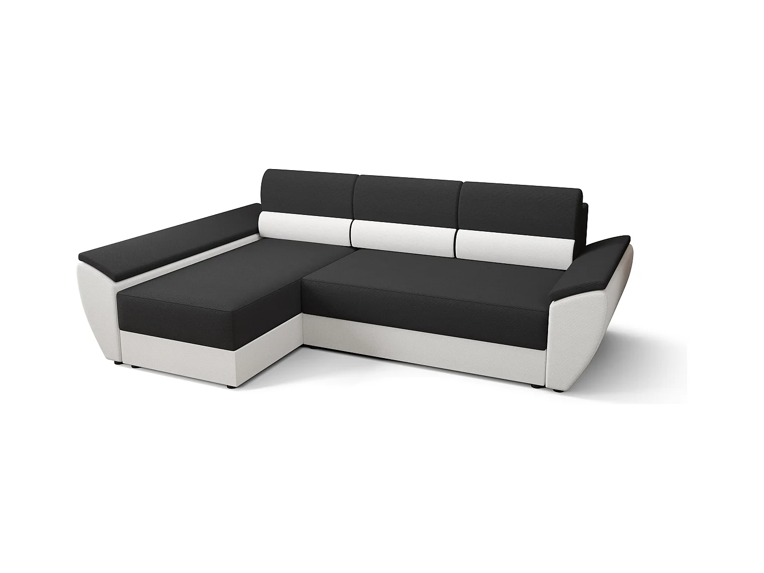 BEDANTE Ecksofa L REBI L3 Rainbow 27/31 Links mit Schlaffunktion, Grau/Weiß, L-Form, Sofa mit Stauraum, Bettkasten, Wohnzimmersofa, Couch, Sofa, Bettsofa