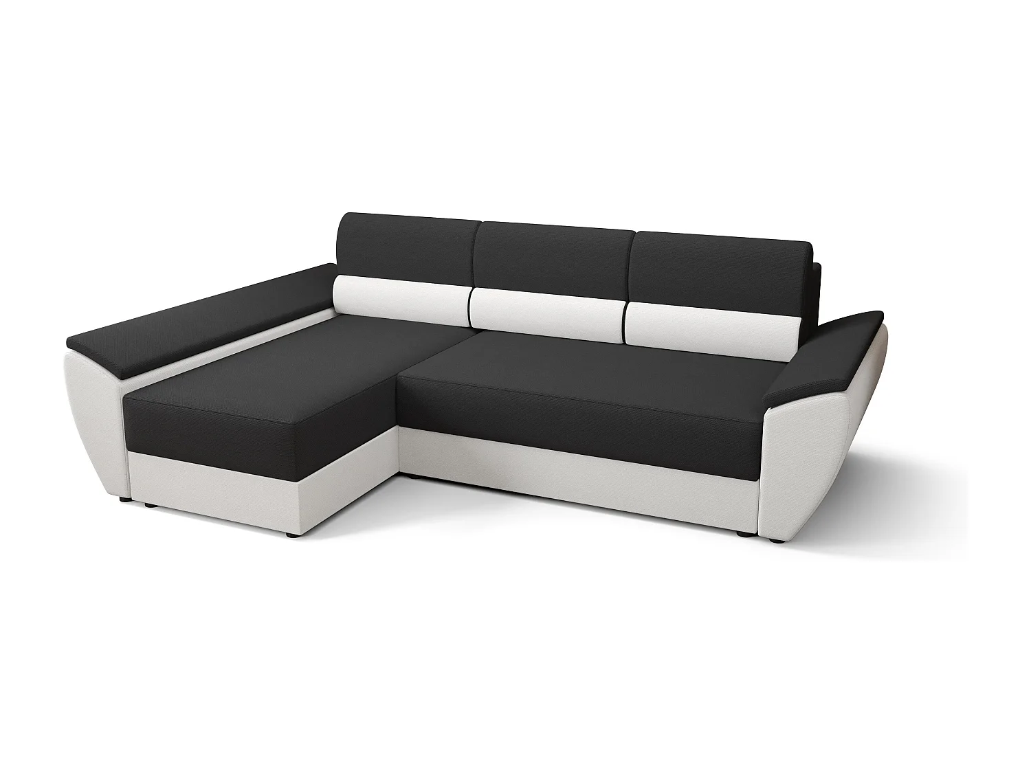 BEDANTE Ecksofa L REBI L3 Rainbow 27/31 Links mit Schlaffunktion, Grau/Weiß, L-Form, Sofa mit Stauraum, Bettkasten, Wohnzimmersofa, Couch, Sofa, Bettsofa