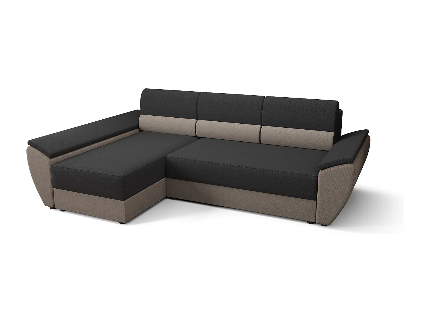 BEDANTE Ecksofa L REBI L3 Rainbow 27/83 Links mit Schlaffunktion, Grau/Beige, L-Form, Sofa mit Stauraum, Bettkasten, Wohnzimmersofa, Couch, Sofa, Bettsofa