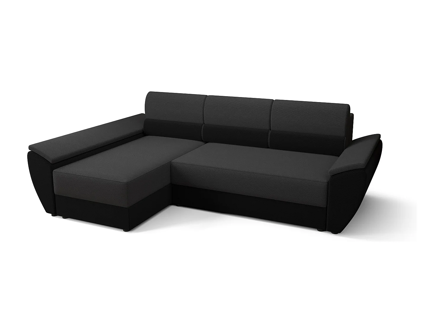 BEDANTE Ecksofa L REBI L3 Rainbow 27/15 Links mit Schlaffunktion, Grau/Schwarz L-Form, Sofa mit Stauraum, Bettkasten, Wohnzimmersofa, Couch, Sofa, Bettsofa