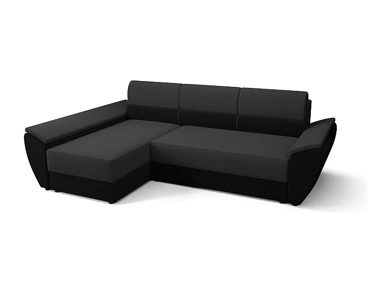 BEDANTE Ecksofa L REBI L3 Rainbow 27/15 Links mit Schlaffunktion, Grau/Schwarz L-Form, Sofa mit Stauraum, Bettkasten, Wohnzimmersofa, Couch, Sofa, Bettsofa