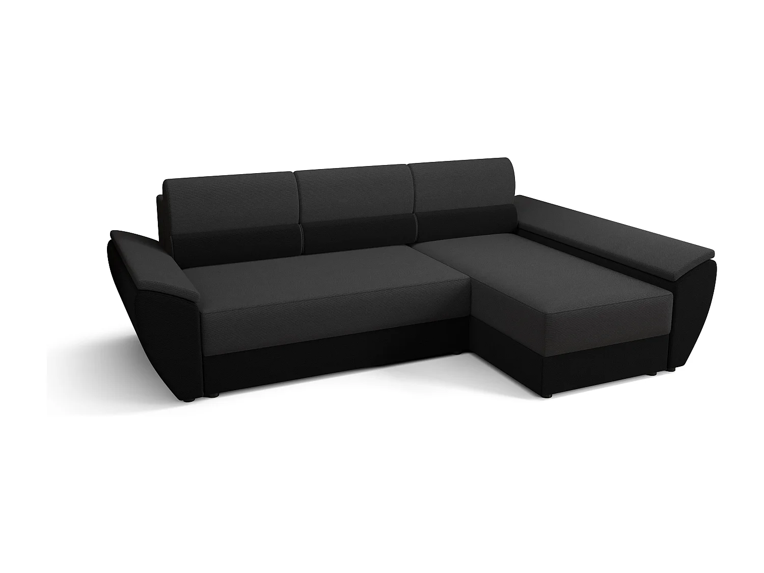 BEDANTE Ecksofa L REBI L3 Rainbow 27/15 Rechts mit Schlaffunktion, Grau/Schwarz, L-Form, Sofa mit Stauraum, Bettkasten, Wohnzimmersofa, Couch, Sofa, Bettsofa
