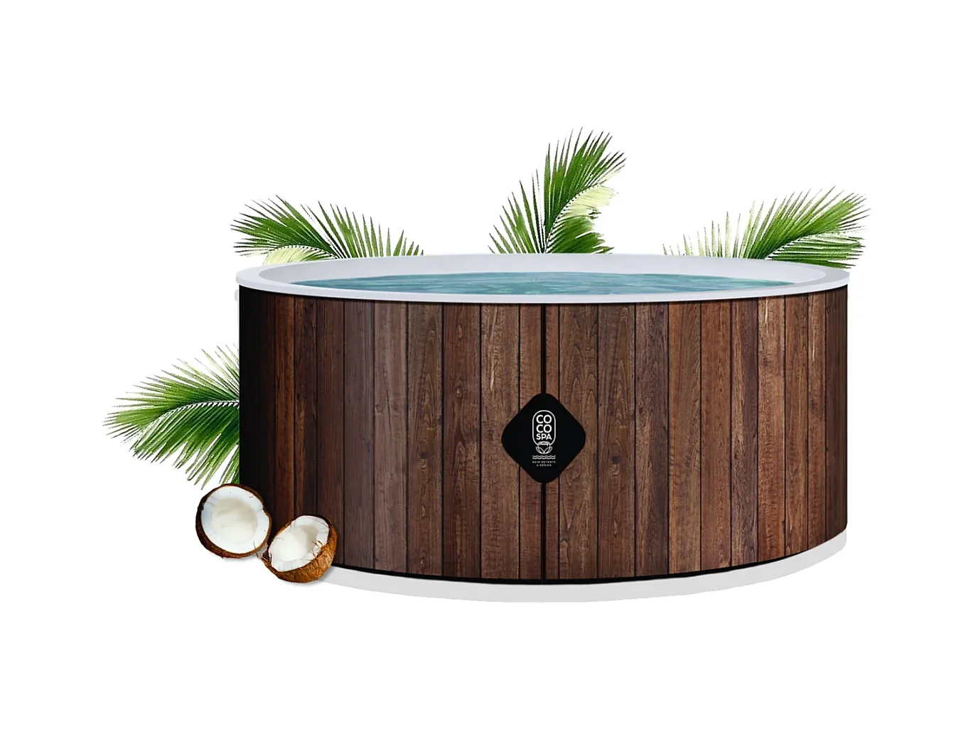 Coco Bain Piscine Hawaï - 180cm De Diamètre - 1100litres - Imitation Bois Véritab