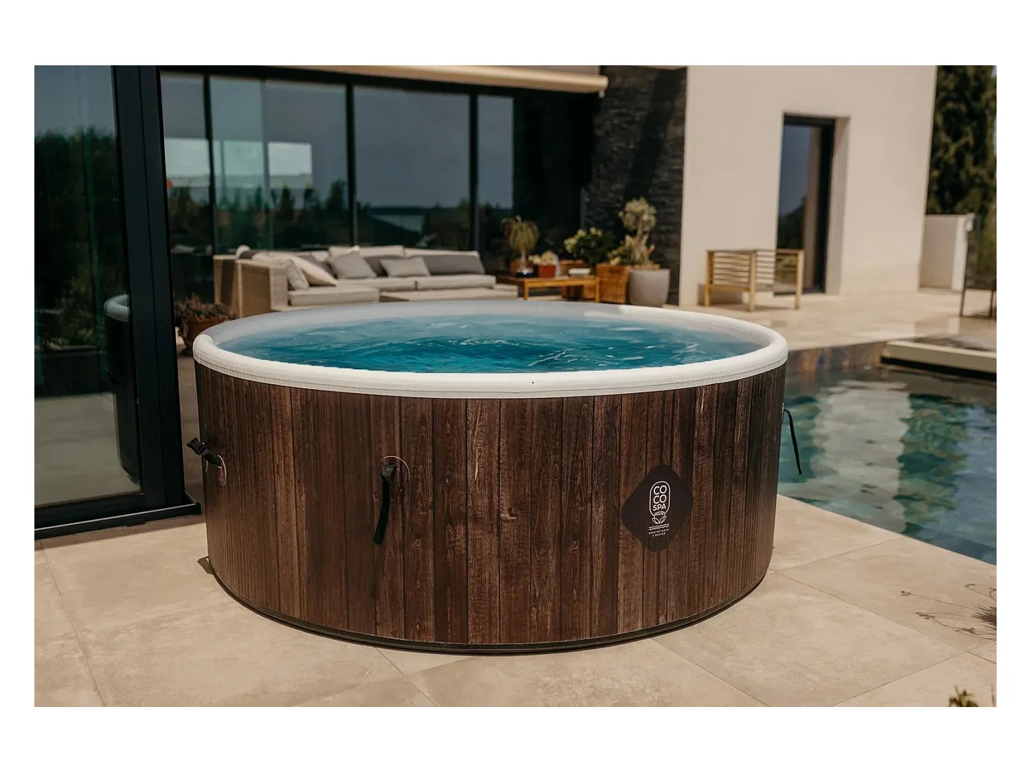 Coco Bain Piscine Hawaï - 180cm De Diamètre - 1100litres - Imitation Bois Véritab