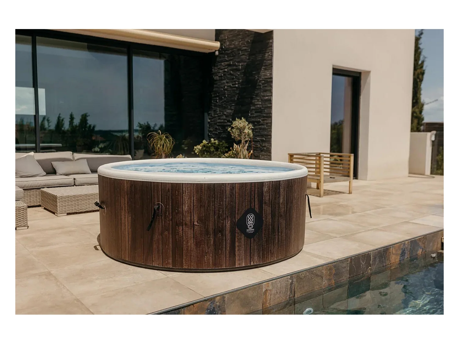 Coco Bain Piscine Hawaï - 180cm De Diamètre - 1100litres - Imitation Bois Véritab