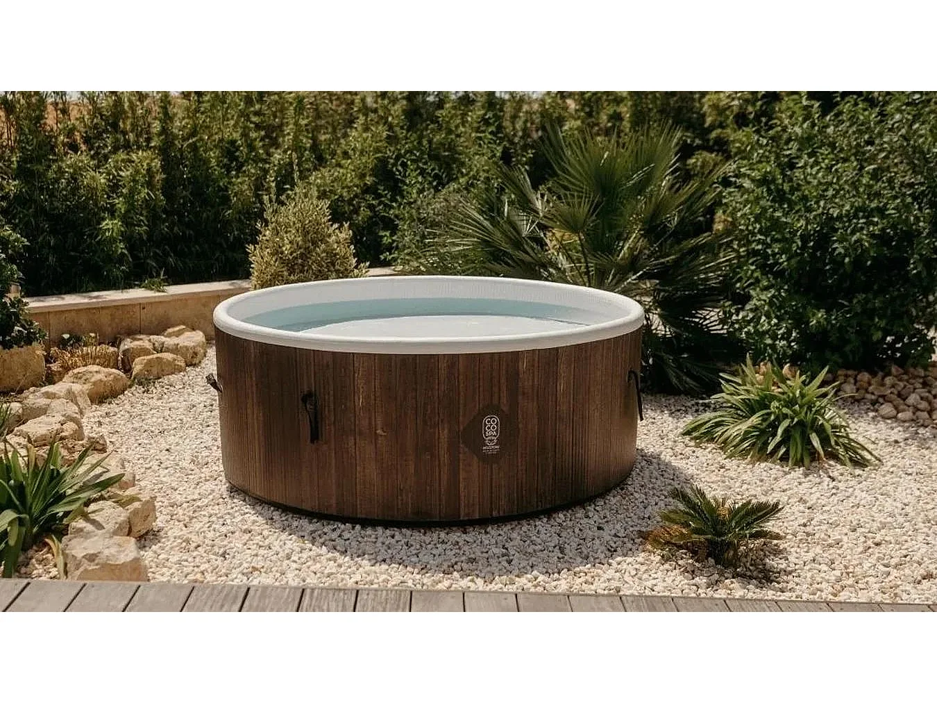 Coco Bain Piscina Hawaï - 180 cm di Diametro - 1100 Litri - Imitazione Legno Naturale