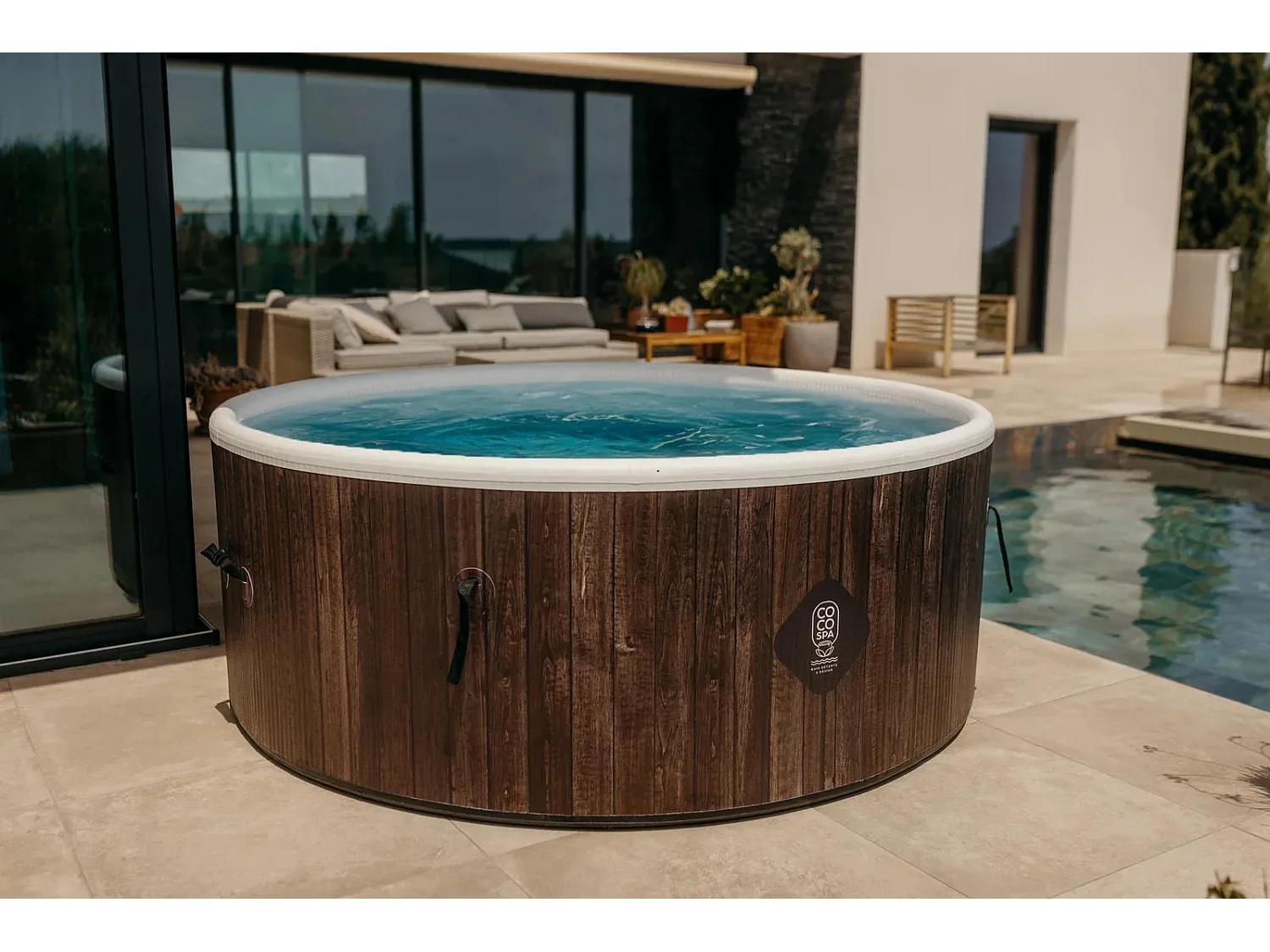 Coco Bain Piscina Hawaï - 180 cm di Diametro - 1100 Litri - Imitazione Legno Naturale