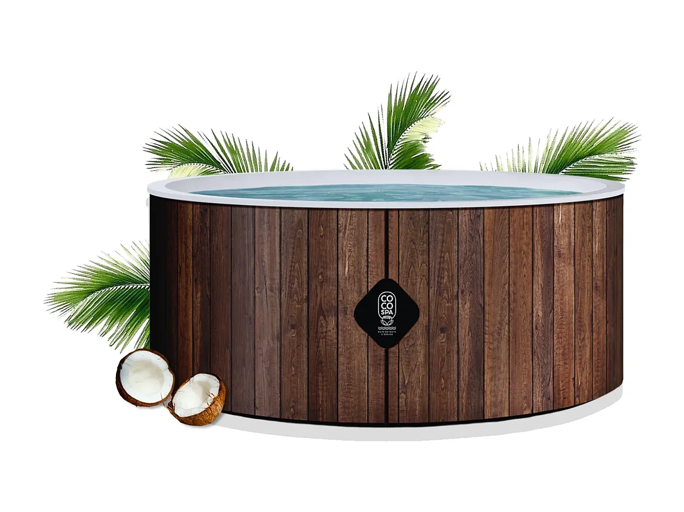 Coco Bain Pool Hawaï - 180 cm Durchmesser - 1100 Liter - Echtholz-Optik