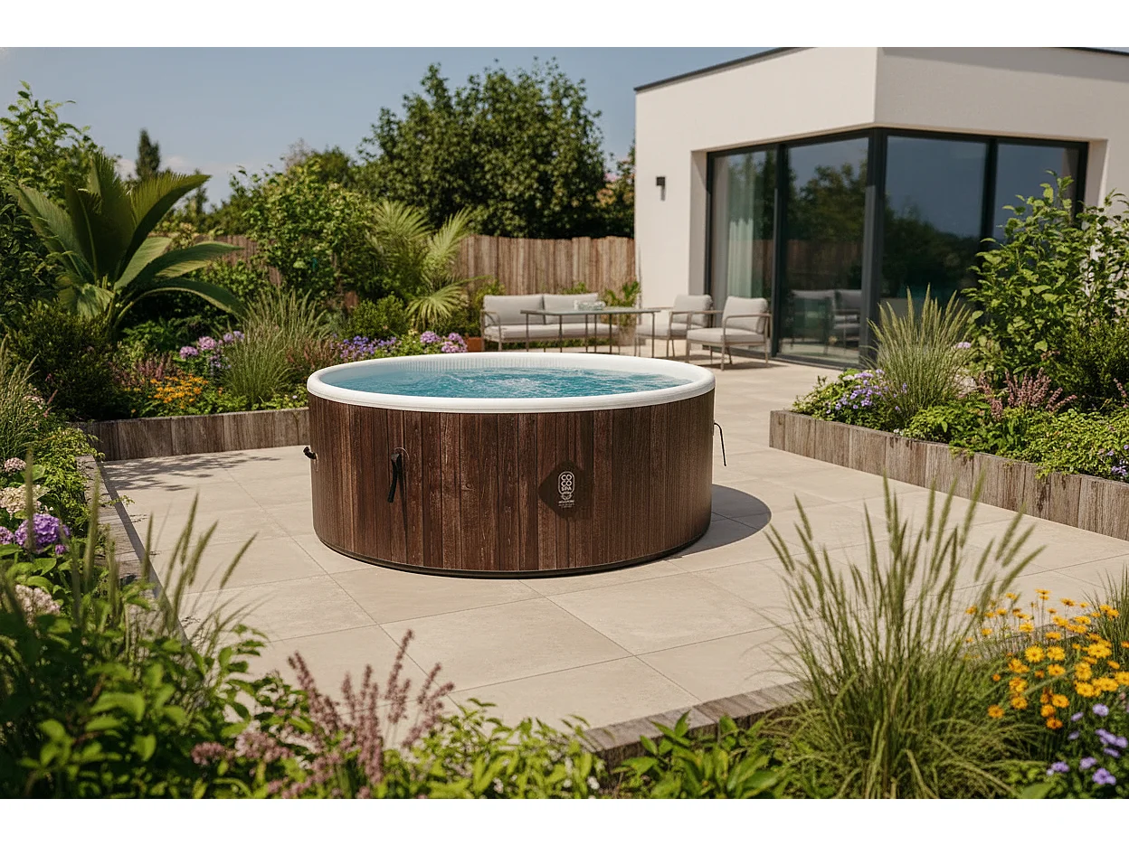 Coco Bain Pool Hawaï - 180 cm Durchmesser - 1100 Liter - Echtholz-Optik