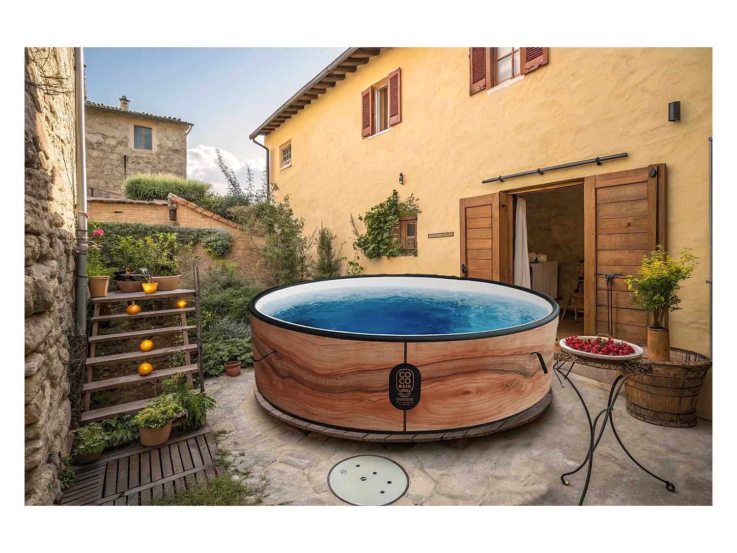 Coco Bain Piscine Aruba - Piscine Hors Sol 250cm De Diamètre - Imitation Bois Véritable