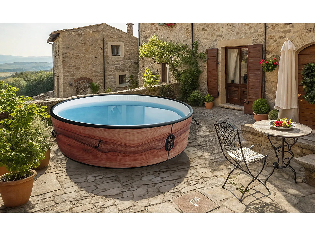 Coco Bain Pool Aruba - Aufstellpool 250 cm Durchmesser - Realistische Holzoptik