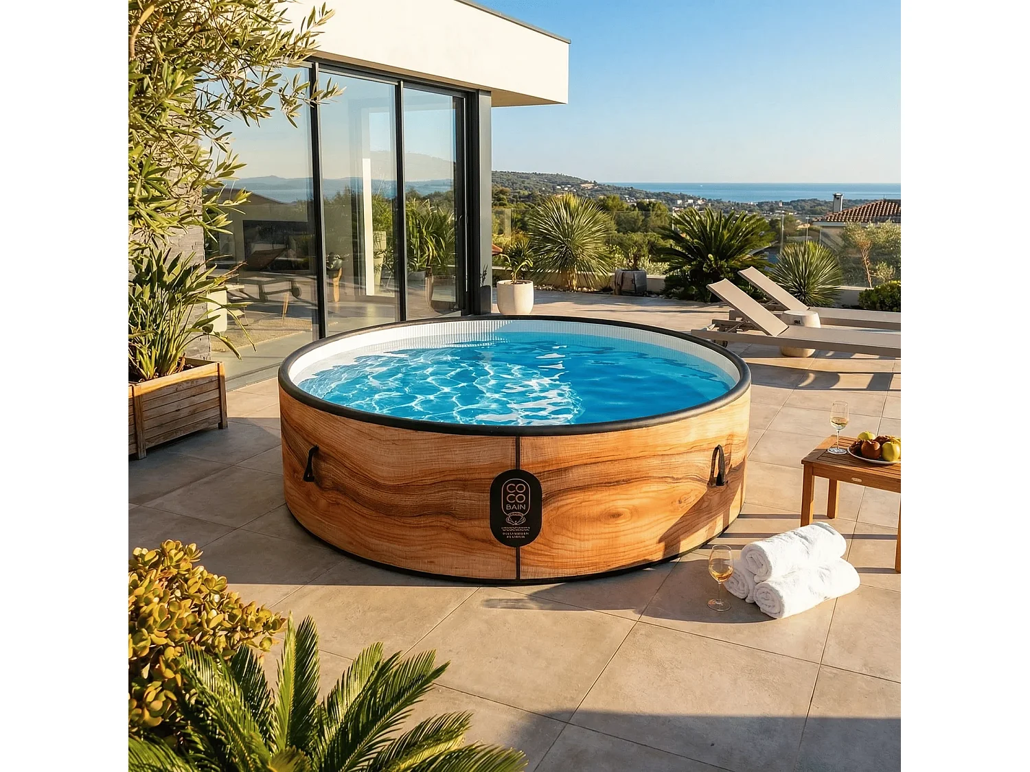 Coco Bain Pool Aruba - Aufstellpool 250 cm Durchmesser - Realistische Holzoptik