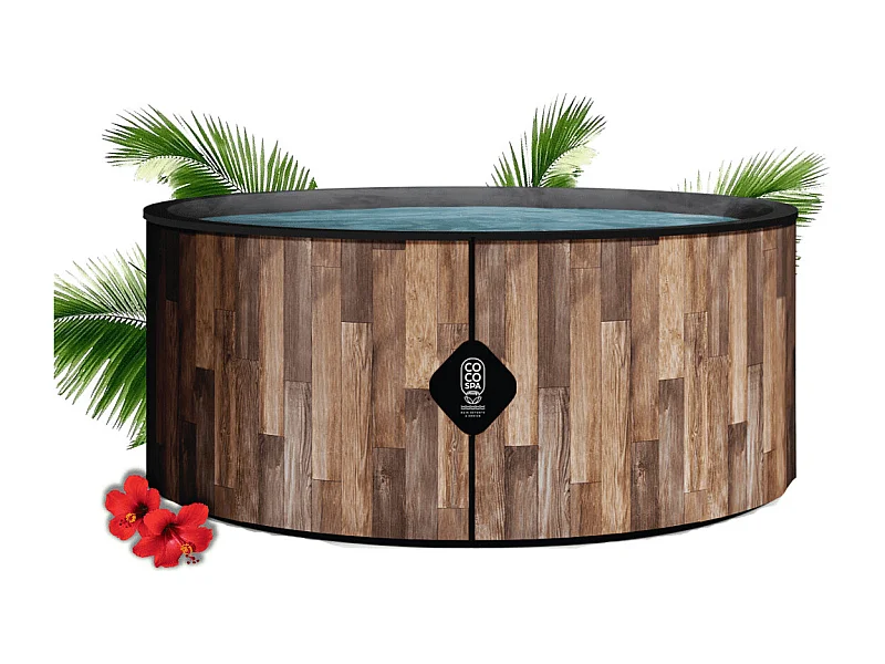 Coco Bain Piscine Fidji - 180cm De Diamètre - 1200litres - Imitation Bois Véritable