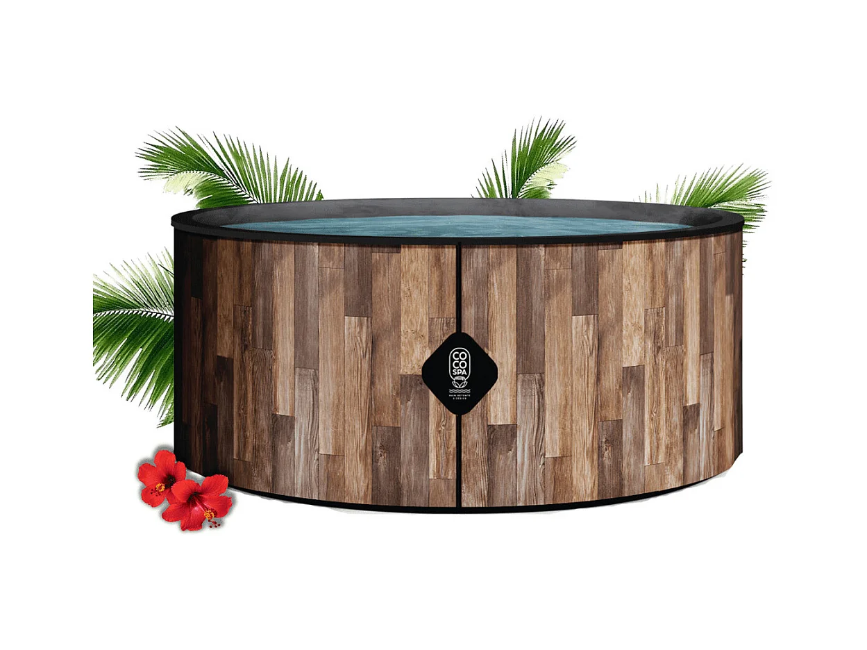 Coco Bain Piscine Fidji - 180cm De Diamètre - 1200litres - Imitation Bois Véritable
