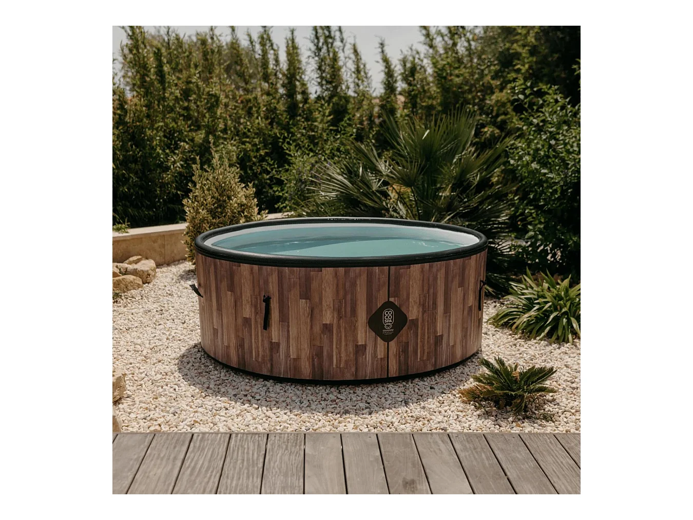 Coco Bain Piscine Fidji - 180cm De Diamètre - 1200litres - Imitation Bois Véritable