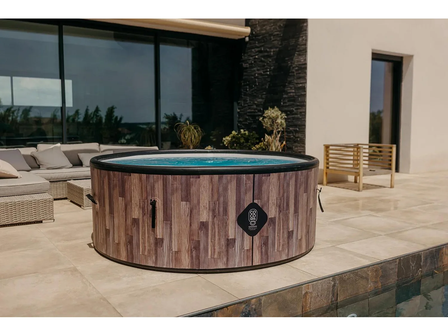 Coco Bain Piscina Fidji - 180 cm di diametro - 1200 litri - Effetto legno realistico