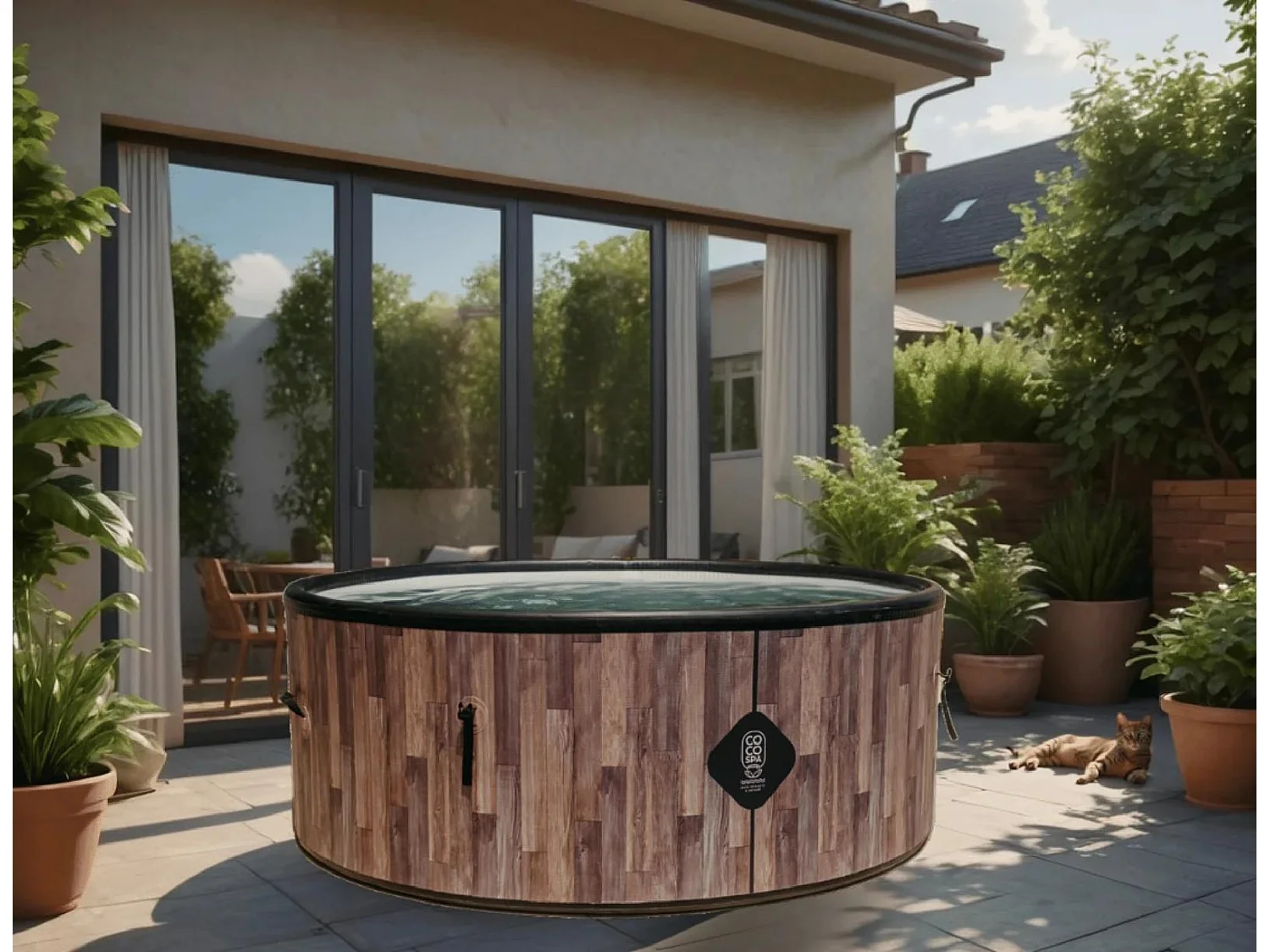 Coco Bain Piscina Fidji - 180 cm di diametro - 1200 litri - Effetto legno realistico