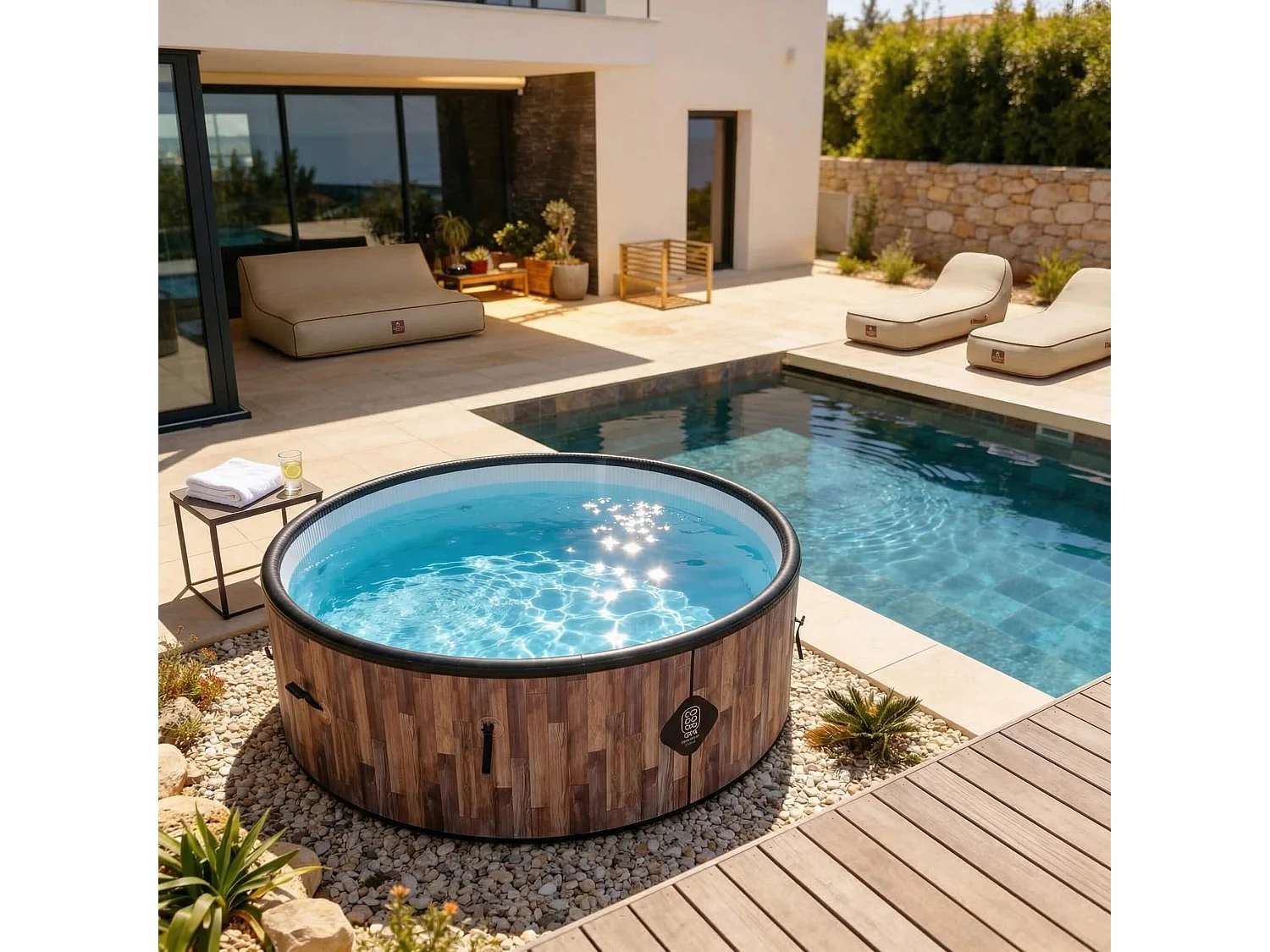 Coco Bain Pool Fidji – Ø 180 cm – 1200 Liter – Realistische Holzoptik