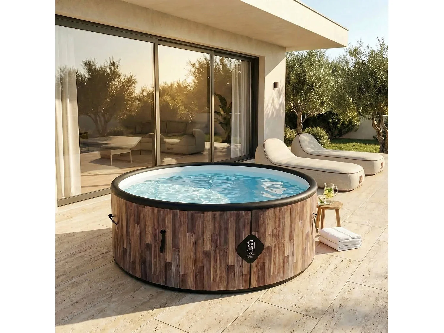 Coco Bain Pool Fidji – Ø 180 cm – 1200 Liter – Realistische Holzoptik