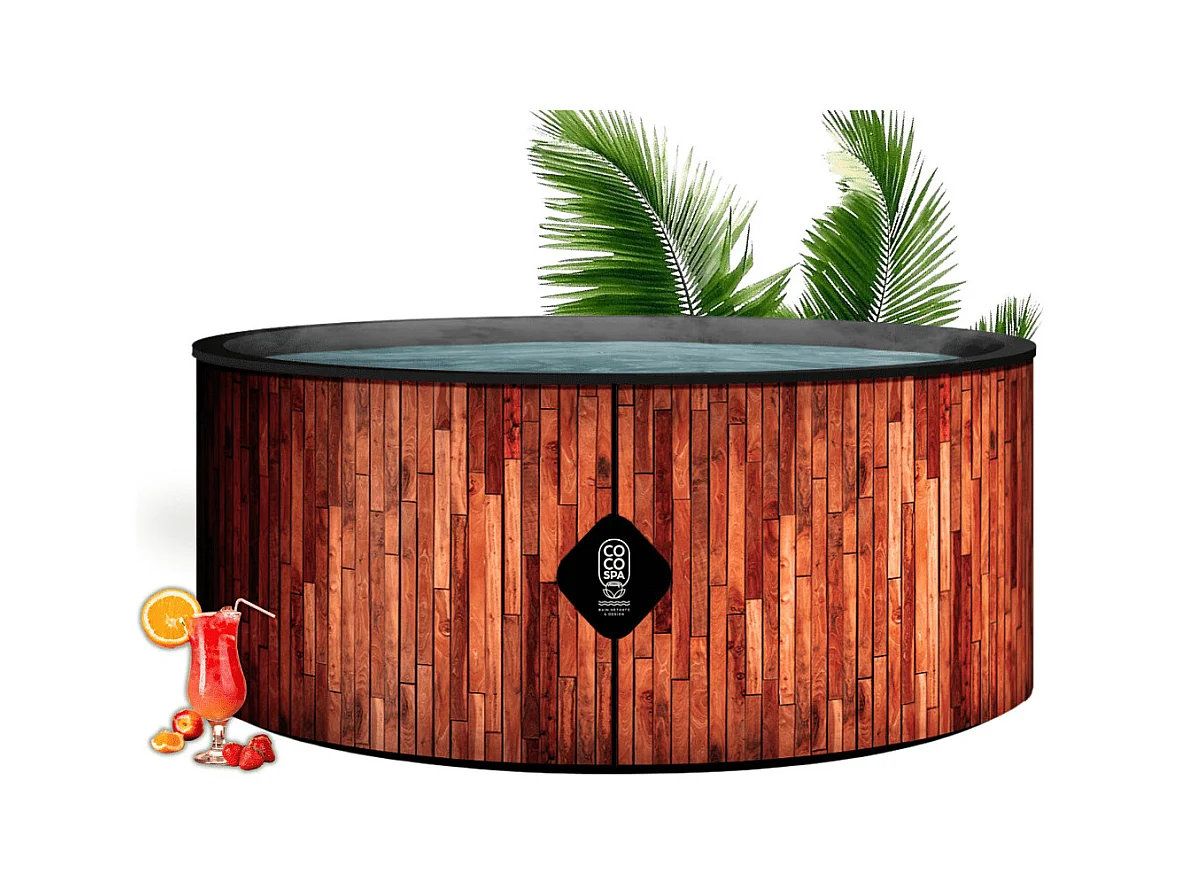 Coco Bain Piscine Ibiza - 180cm De Diamètre - 1100litres - Imitation Bois Véritable