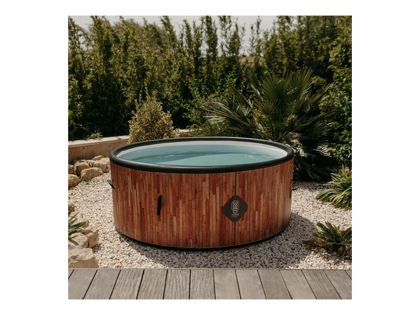 Coco Bain Piscine Ibiza - 180cm De Diamètre - 1100litres - Imitation Bois Véritable