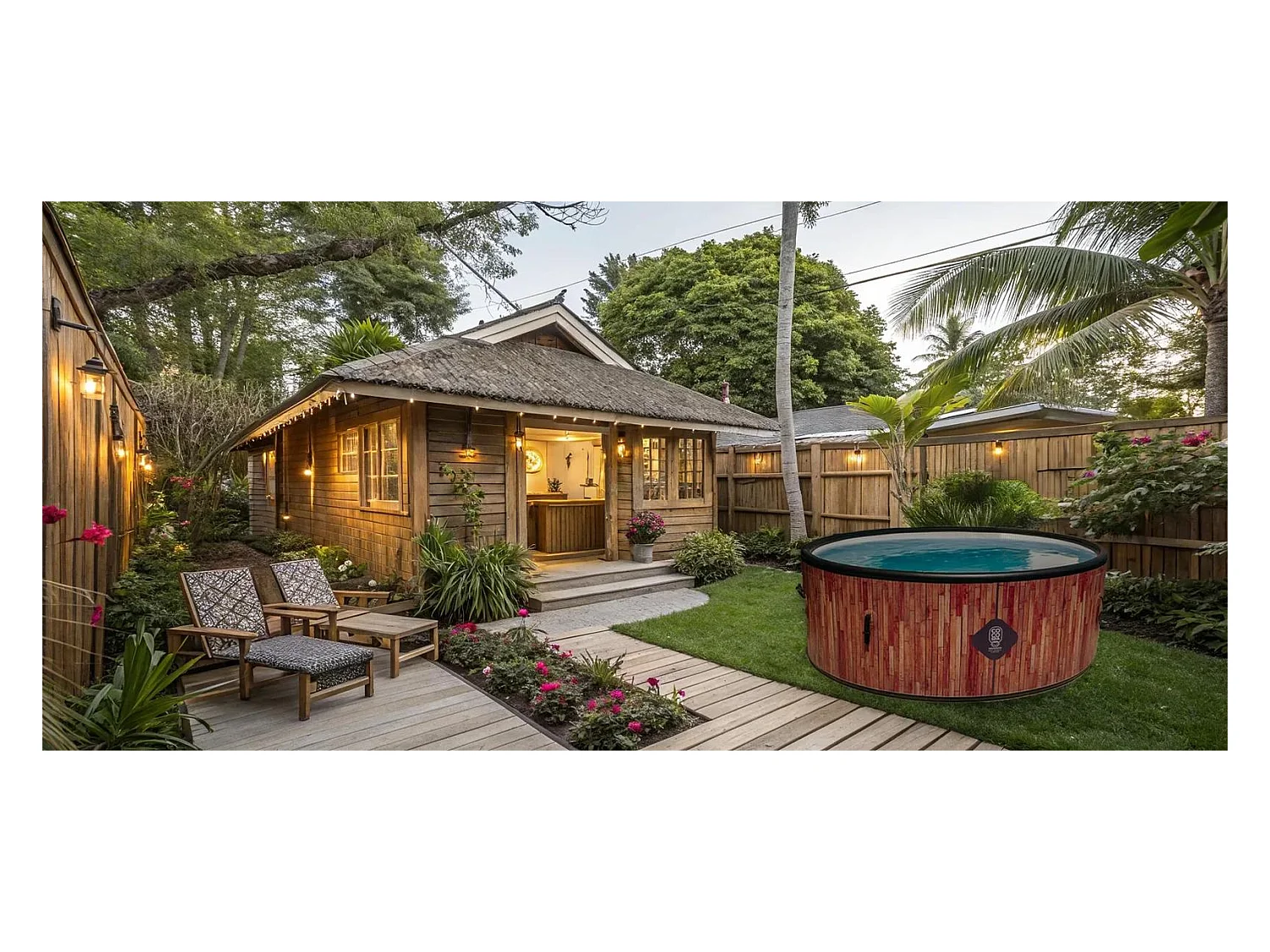 Coco Bain Piscine Ibiza - 180cm De Diamètre - 1100litres - Imitation Bois Véritable