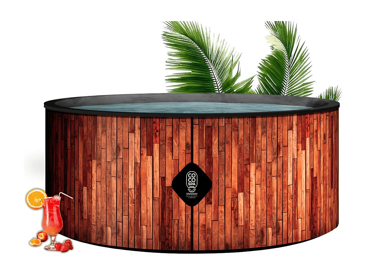 Coco Bain Piscina Ibiza - 180 cm di Diametro - 1100 Litri - Imitazione Legno Naturale