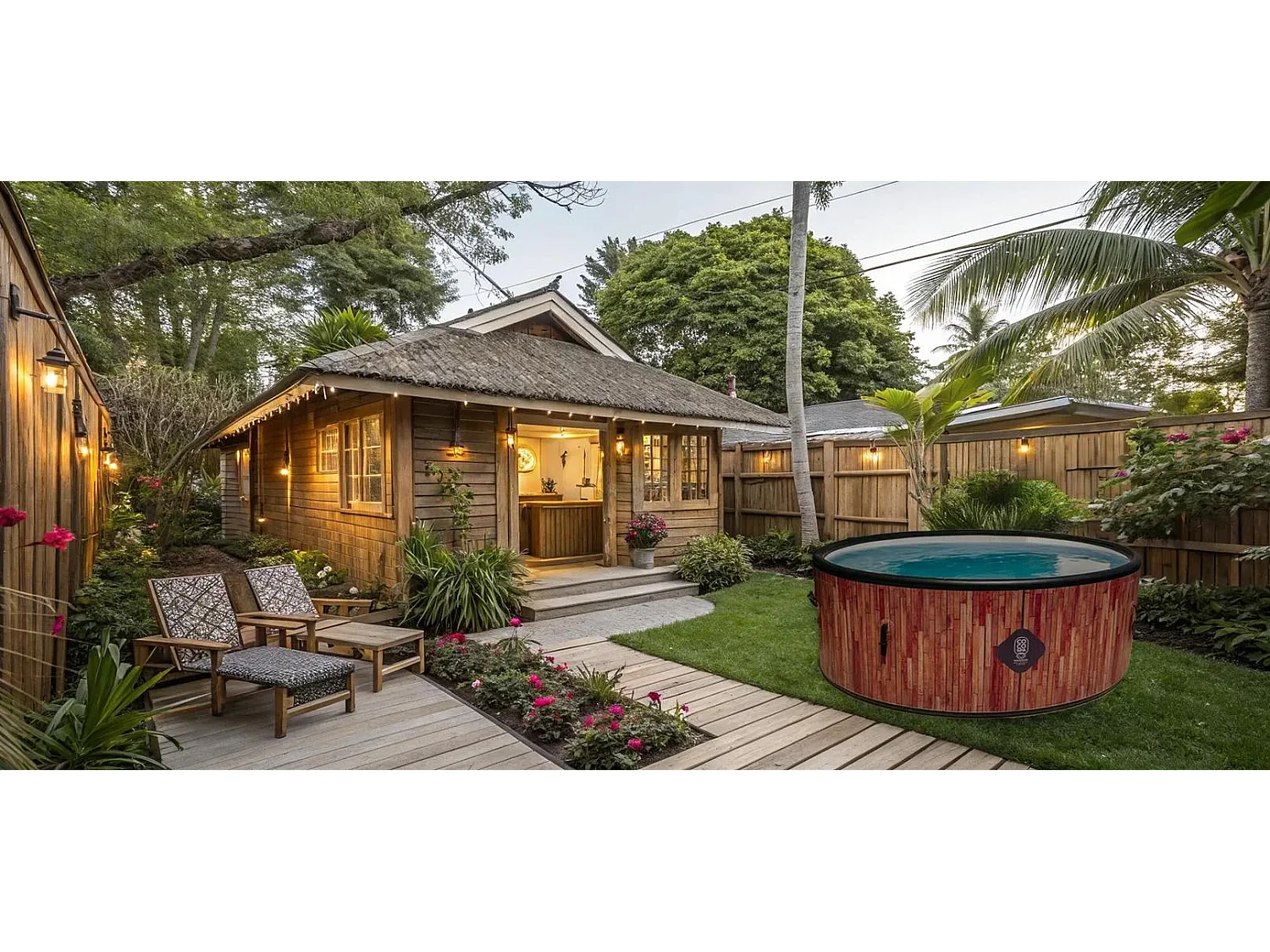 Coco Bain Piscina Ibiza - 180 cm di Diametro - 1100 Litri - Imitazione Legno Naturale