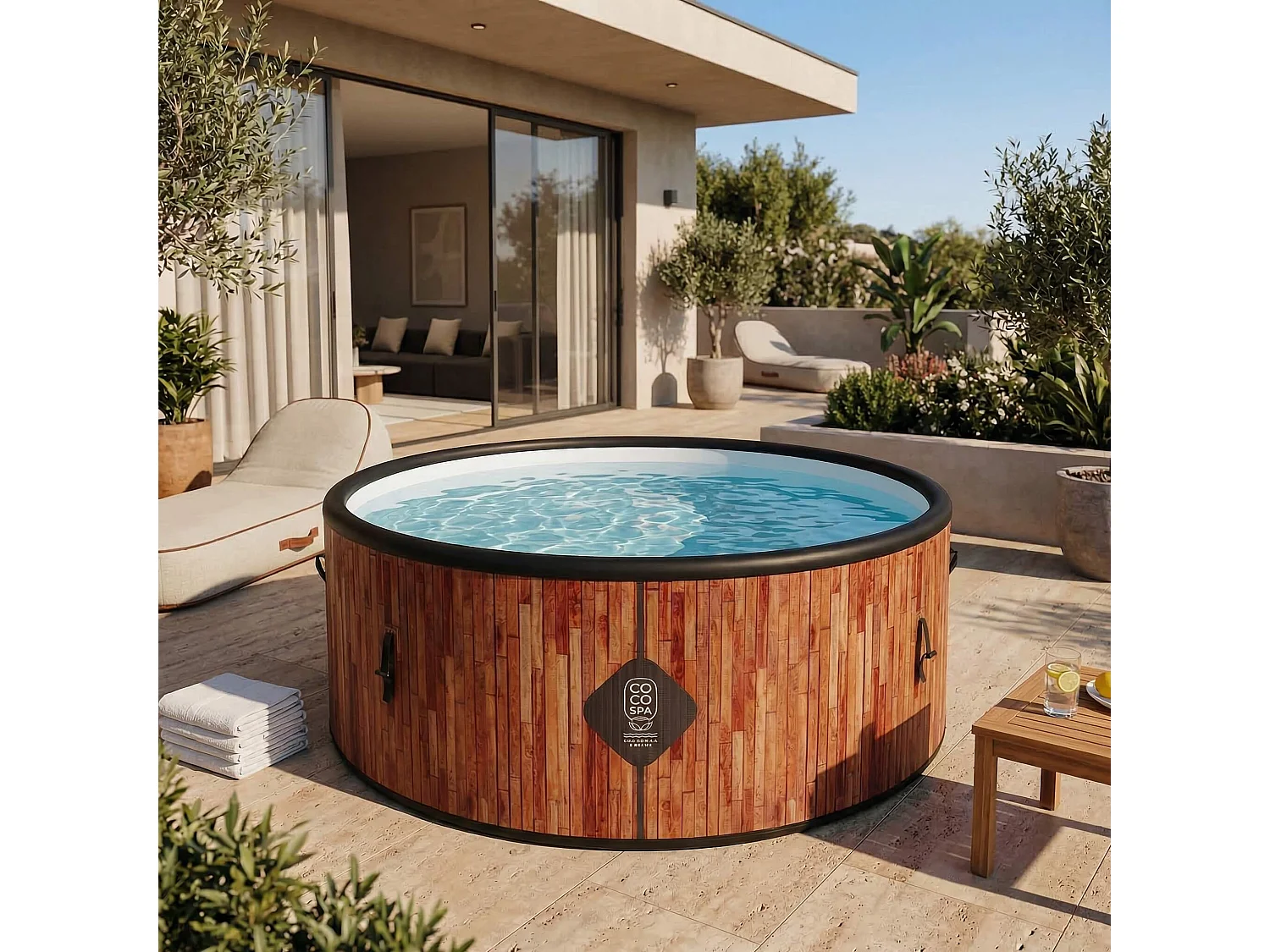 Coco Bain Pool Ibiza - 180 cm Durchmesser - 1100 Liter - Echtholz-Optik