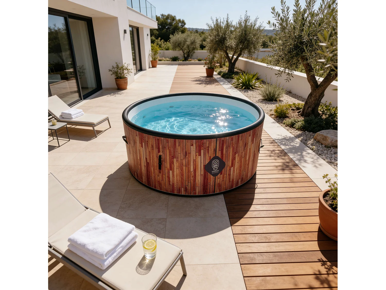 Coco Bain Pool Ibiza - 180 cm Durchmesser - 1100 Liter - Echtholz-Optik