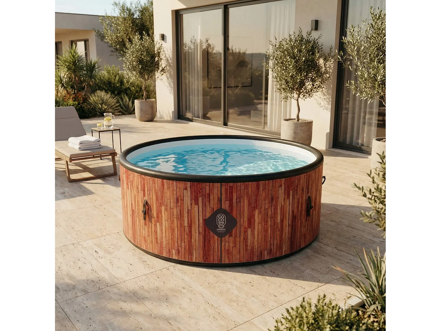 Coco Bain Pool Ibiza - 180 cm Durchmesser - 1100 Liter - Echtholz-Optik