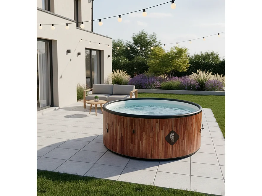 Coco Bain Pool Ibiza - 180 cm Durchmesser - 1100 Liter - Echtholz-Optik