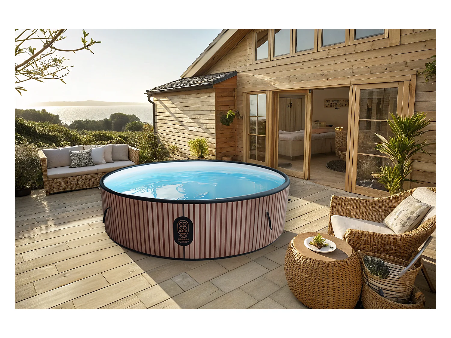 Coco Bain Piscine Copacabanna - Piscine Hors Sol 250cm De Diamètre - Imitation Bois Véritable