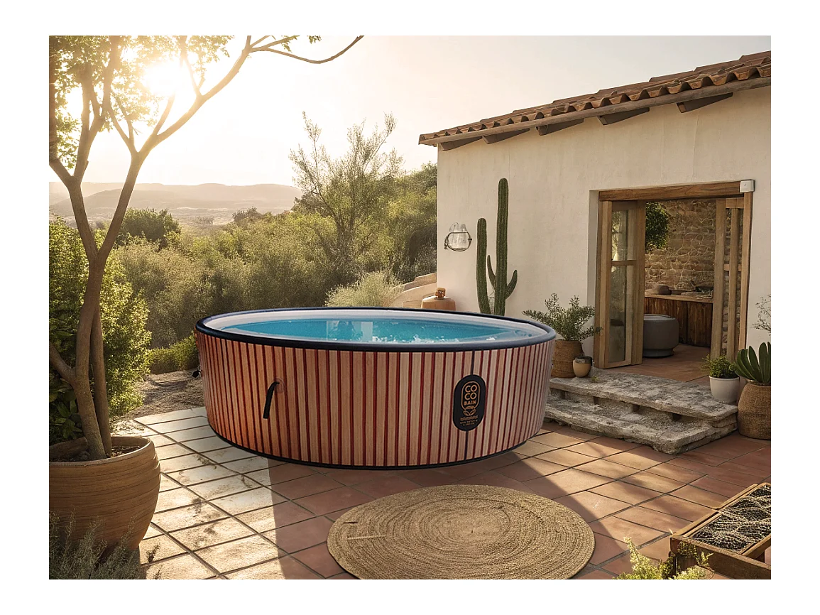 Coco Bain Piscine Copacabanna - Piscine Hors Sol 250cm De Diamètre - Imitation Bois Véritable