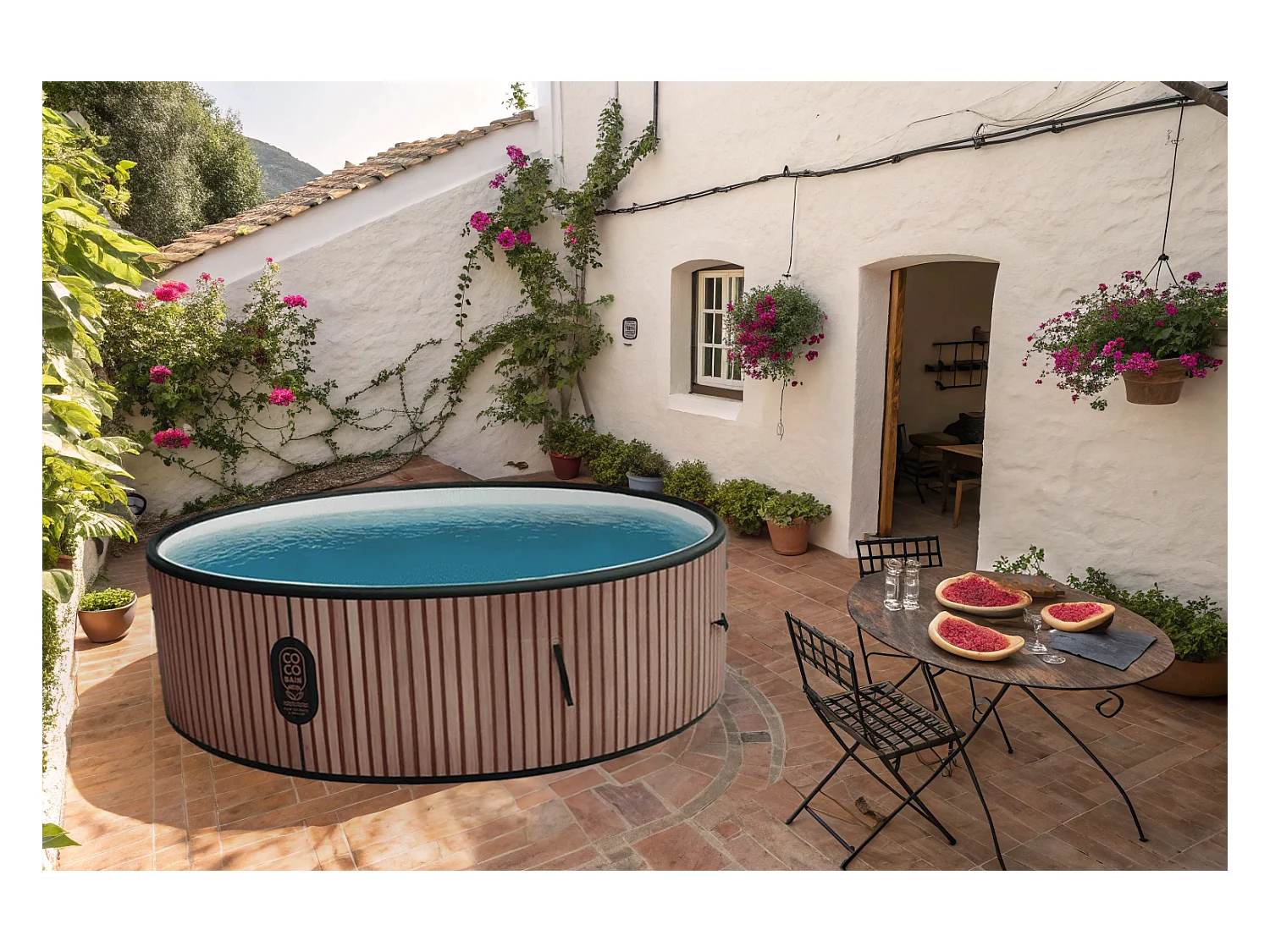 Coco Bain Piscine Copacabanna - Piscine Hors Sol 250cm De Diamètre - Imitation Bois Véritable