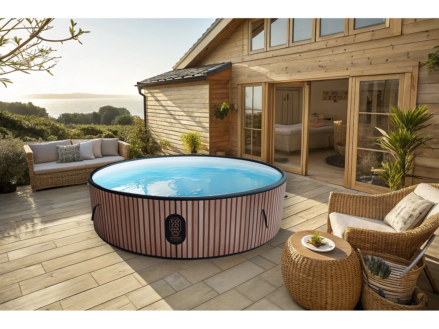 Coco Bain Piscine Copacabanna - Piscine Hors Sol 250cm De Diamètre - Imitation Bois Véritable