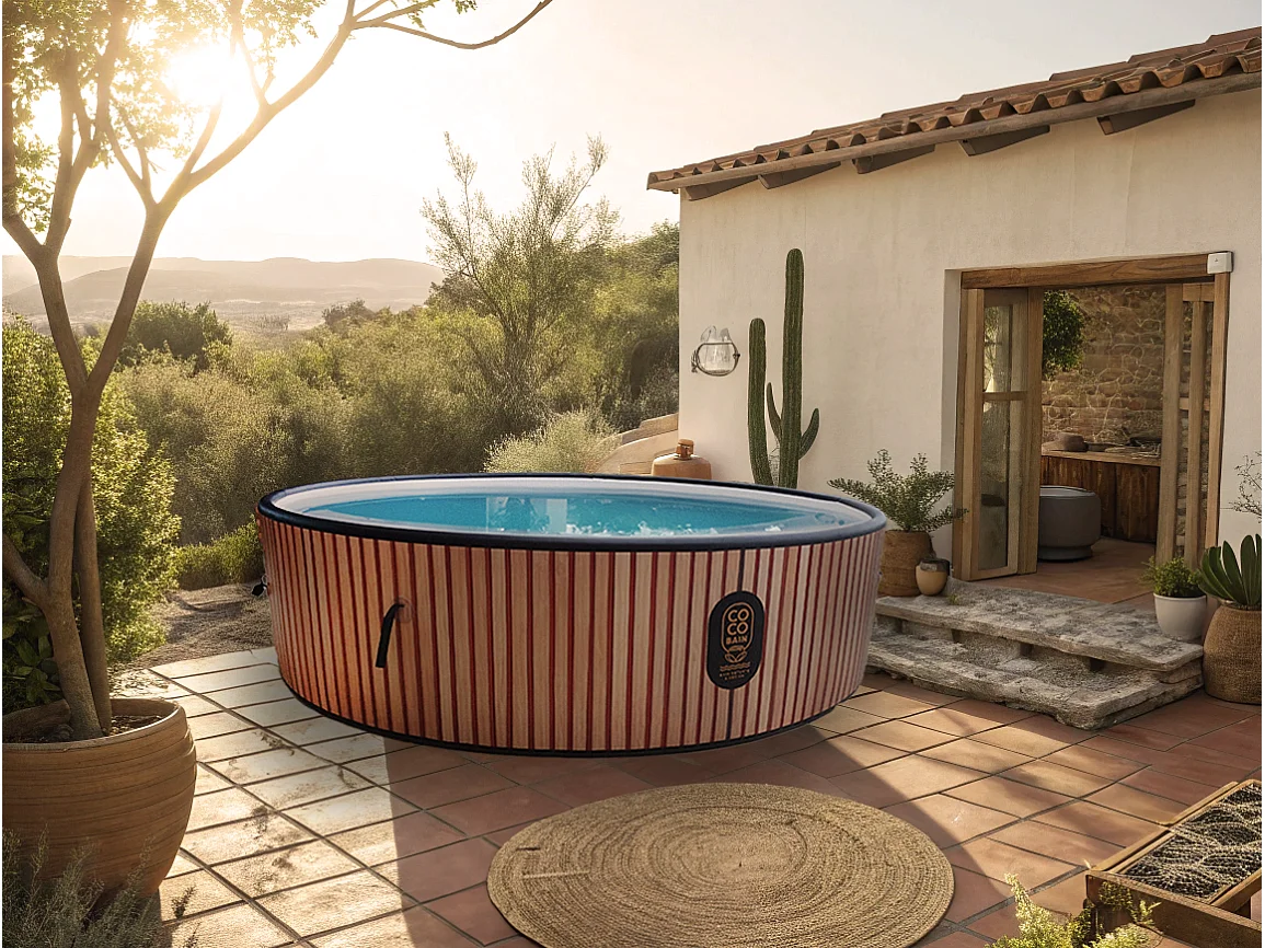 Coco Bain Piscine Copacabanna - Piscine Hors Sol 250cm De Diamètre - Imitation Bois Véritable