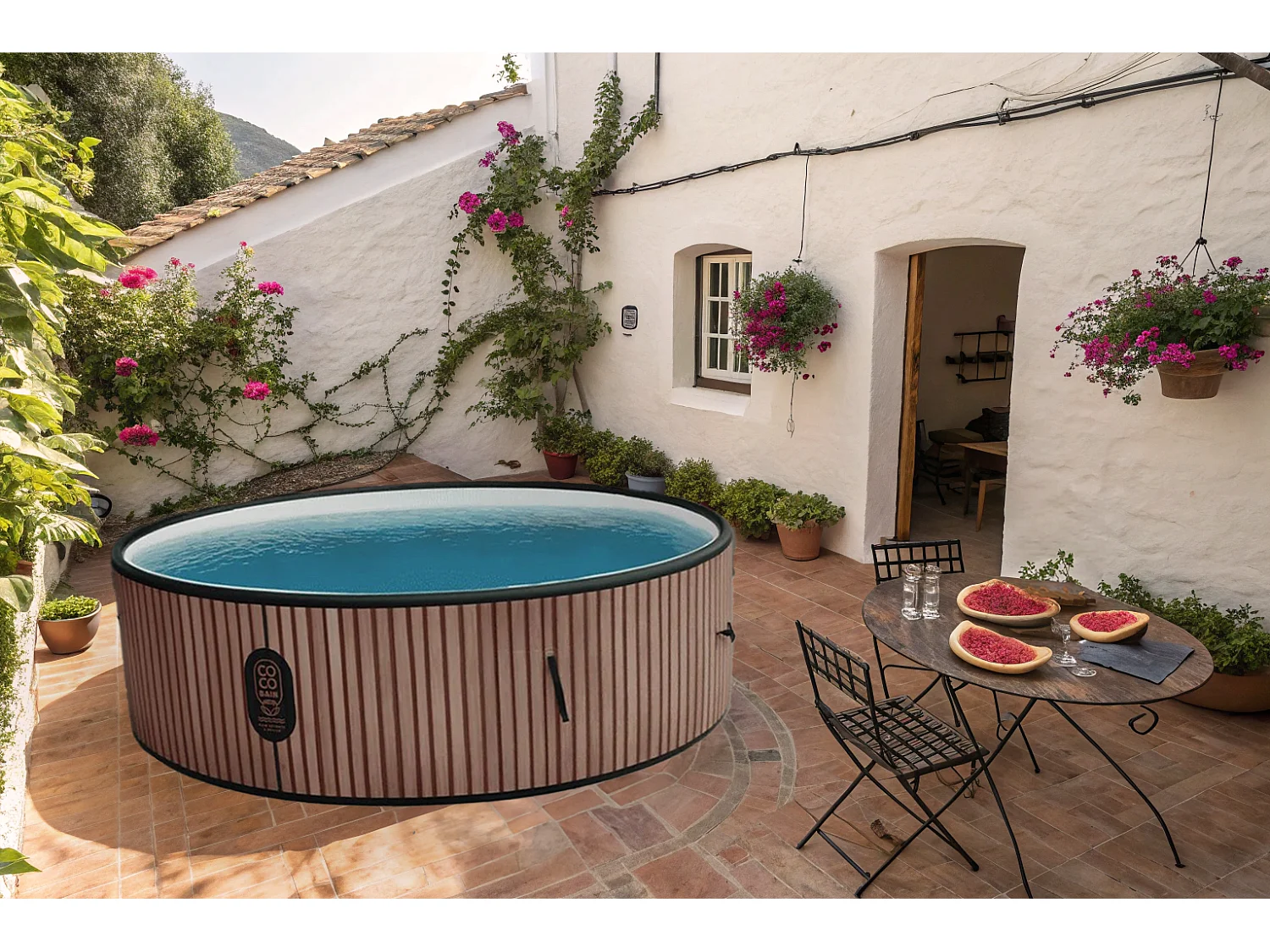 Coco Bain Piscine Copacabanna - Piscine Hors Sol 250cm De Diamètre - Imitation Bois Véritable