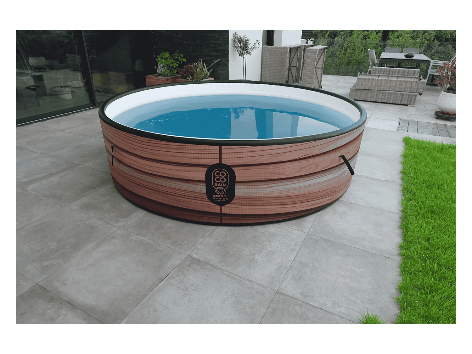 Coco Bain Piscine Maui- Piscine Hors Sol 250cm De Diamètre - Imitation Bois Véritable