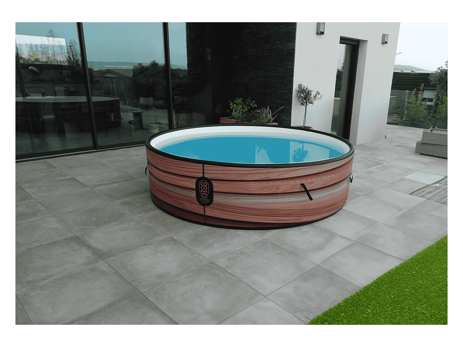 Coco Bain Piscine Maui- Piscine Hors Sol 250cm De Diamètre - Imitation Bois Véritable