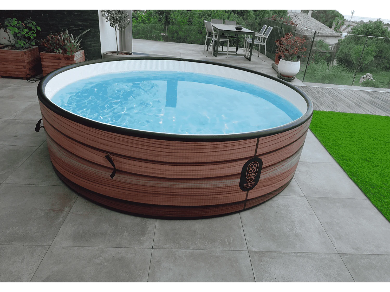 Coco Bain Piscine Maui- Piscine Hors Sol 250cm De Diamètre - Imitation Bois Véritable