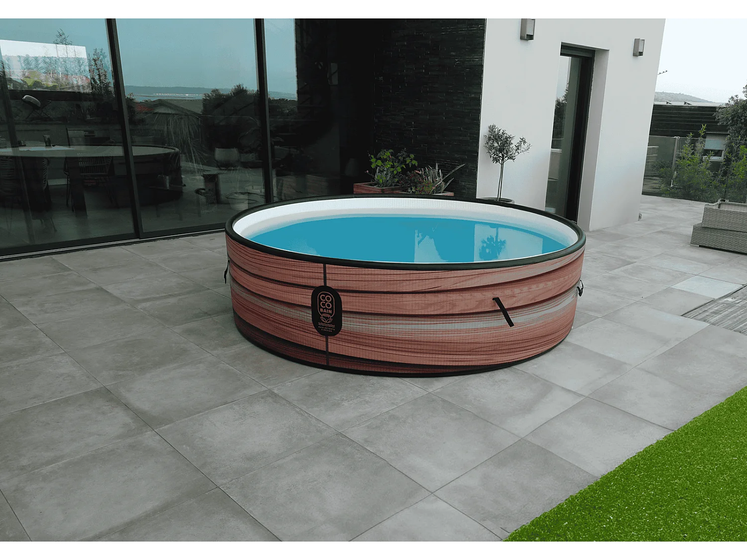 Coco Bain Piscine Maui- Piscine Hors Sol 250cm De Diamètre - Imitation Bois Véritable