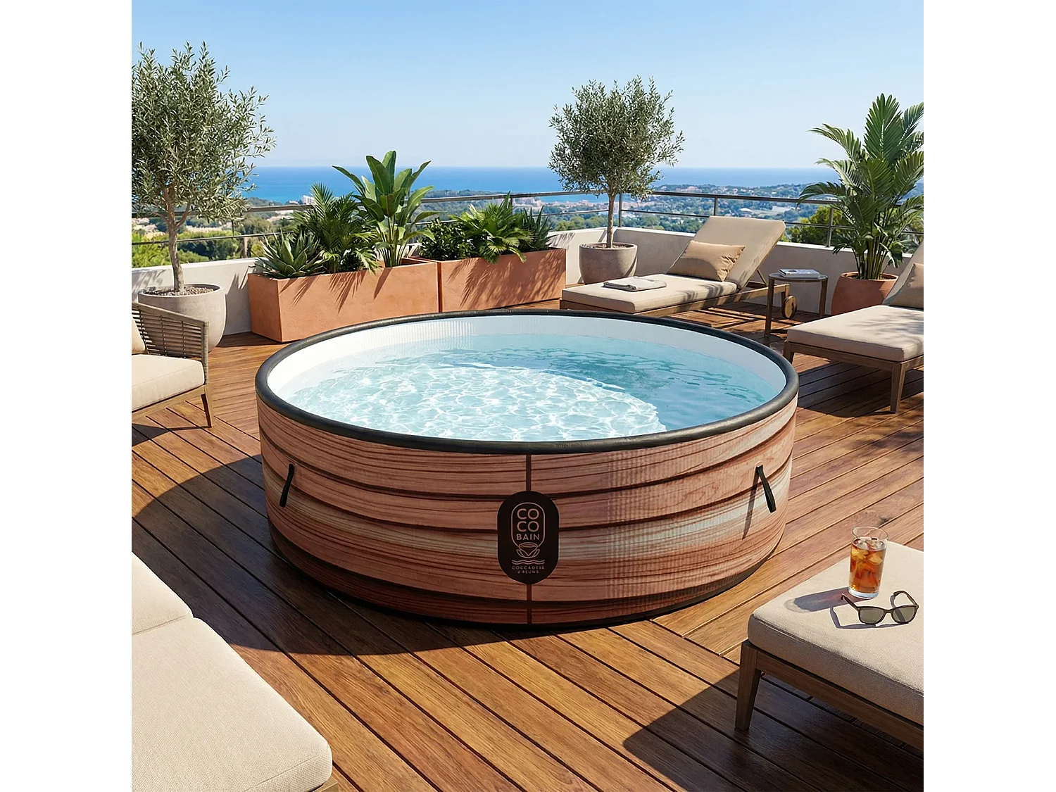 Coco Bain Piscina Maui - Piscina Fuori Terra Ø 250 cm - Effetto legno realistico