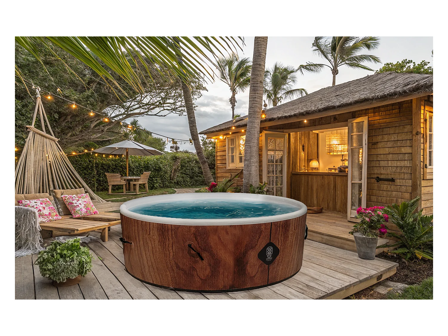 Coco Bain Piscine Bora Bora - 180cm De Diamètre - 1200litres - Imitation Bois Vér