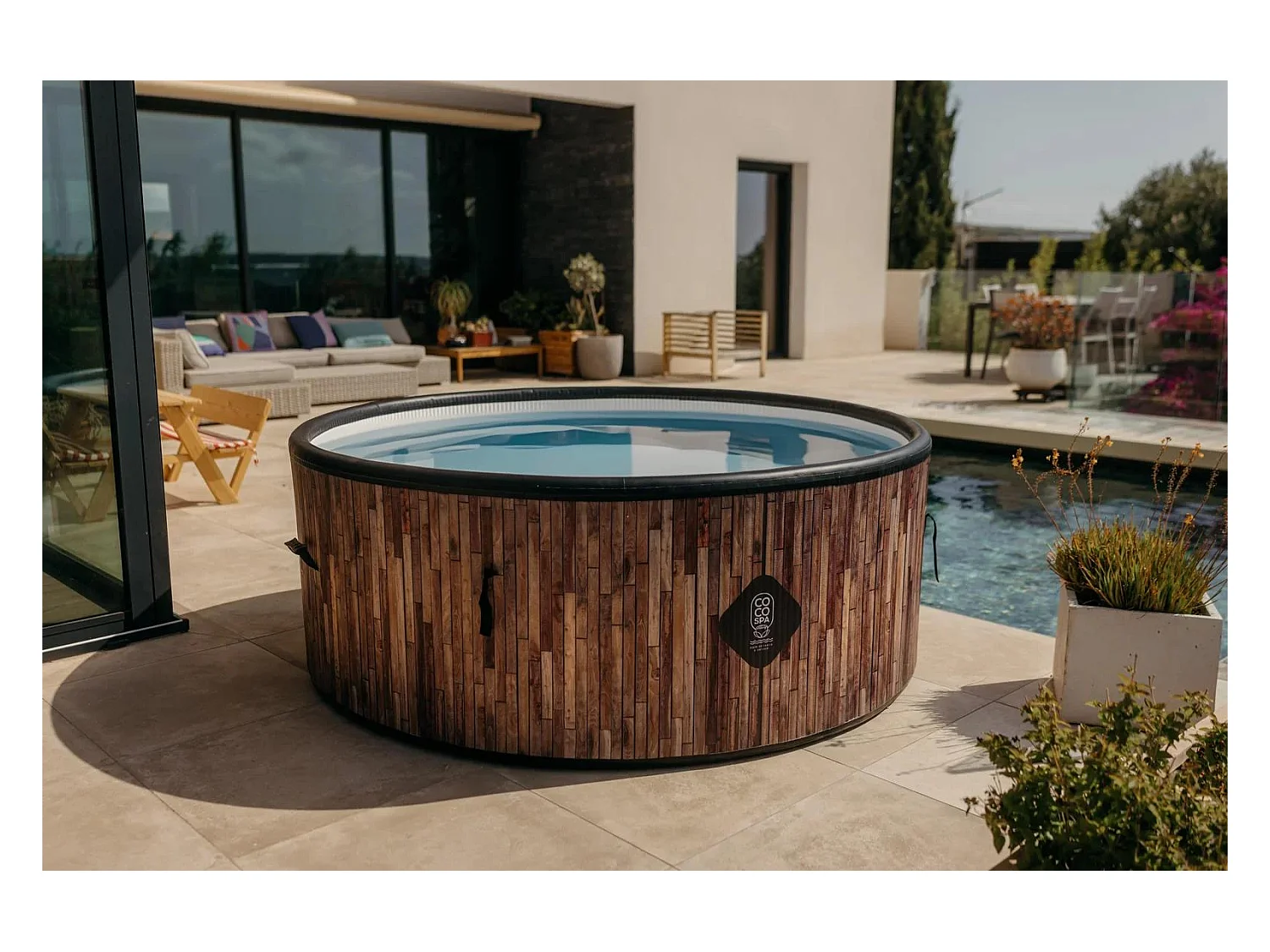 Coco Bain Piscine St Tropez - Pisicne hors sol 180cm De Diamètre - 1200litres - Imitation Bois